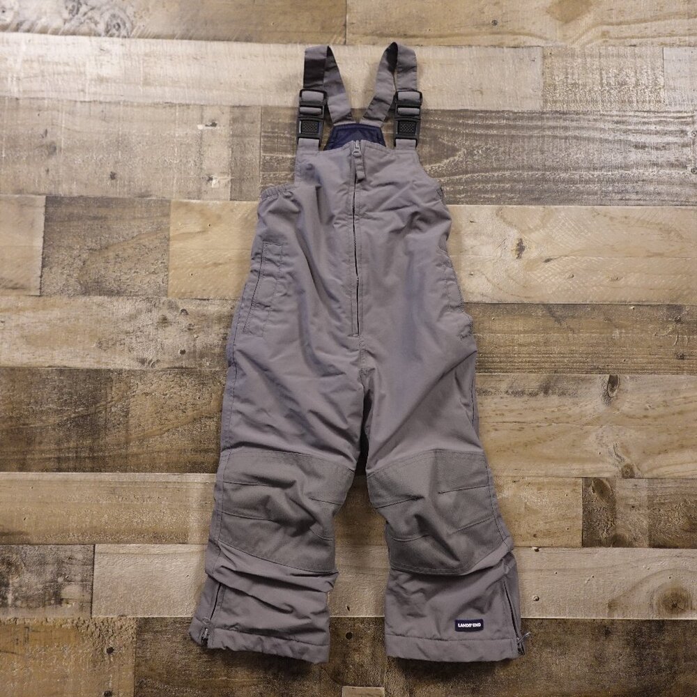 Lands’ End Iron Knee Insulated Snow Bibs Toddler 3T Gray Winter‎ Ski Pants